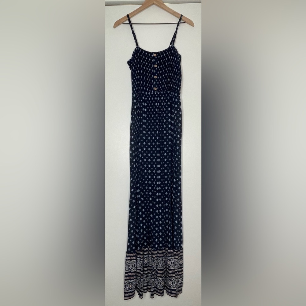 Blue Smocked Maxi Dress